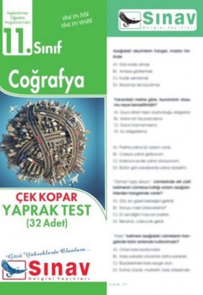 Sınav 11. Sınıf Coğrafya Çek Kopar Yaprak Test