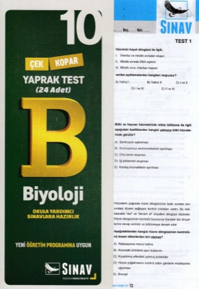Sınav 10. Sınıf Biyoloji Çek Kopar Yaprak Test (Yeni)
