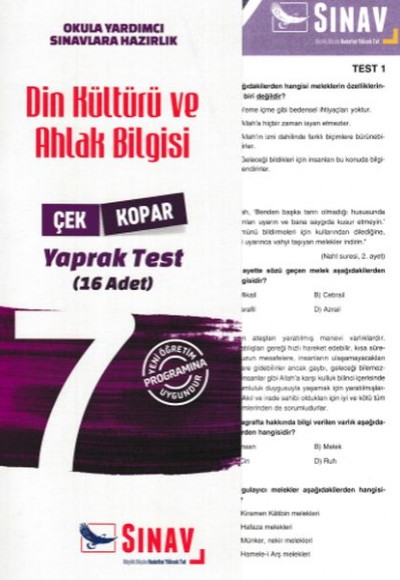 Sınav 7. Sınıf Din Kültürü ve Ahlak Bilgisi Çek Kopar Yaprak Test (Yeni)