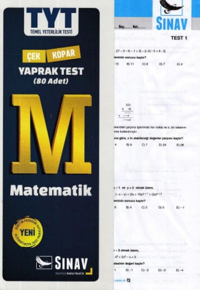 Sınav TYT Matematik Yaprak Test (Yeni)