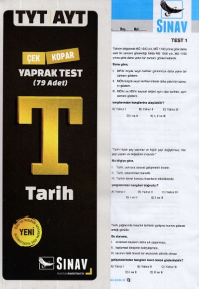 Sınav TYT-AYT Tarih Yaprak Test (Yeni)