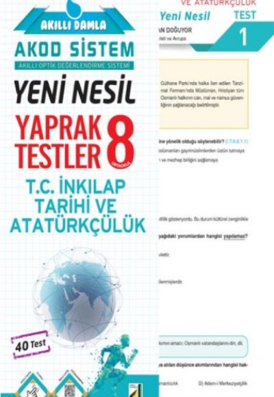 Akıllı Damla T.C. İnkılap Tarihi Ve Atatürkçülük Yeni Nesil Yaprak Testler-8. Sınıf