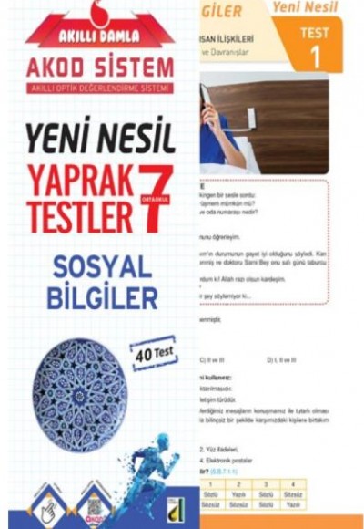 Akıllı Damla Sosyal Bilgiler Yeni Nesil Yaprak Testler-7. Sınıf