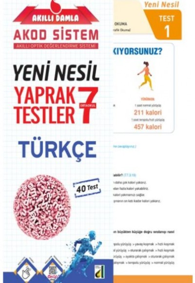 Akıllı Damla Türkçe Yeni Nesil Yaprak Testler-7. Sınıf