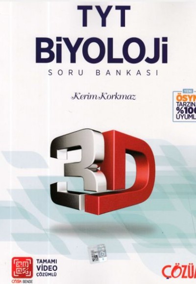 3D TYT Biyoloji Tamamı Video Çözümlü Soru Bankası (Yeni)