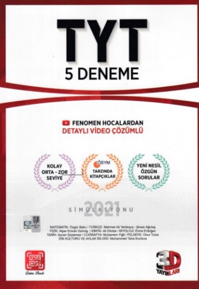 3D TYT Tamamı Video Çözümlü 5 Deneme (Yeni)