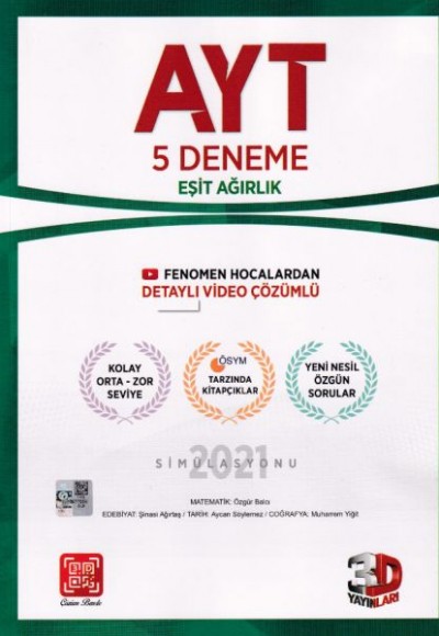 3D AYT Eşit Ağırlık 5'li Paket Deneme