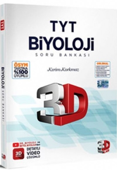 3D Yayınları  TYT Biyoloji Tamamı Video Çözümlü Soru Bankası