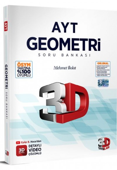 3D 2023 AYT Geometri Tamamı Video Çözümlü Soru Bankası