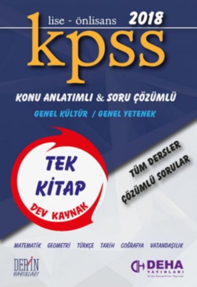 Deha 2018 KPSS Lise-Önlisans Tek Kitap