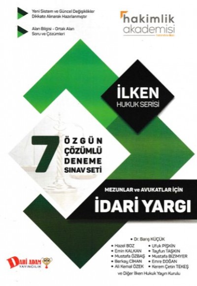 Dahi Adam Hakimlik Akademisi İdari Yargı 7 li Çözümlü Deneme Sınavı Seti (Yeni)