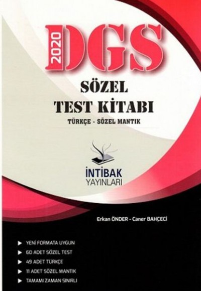 İnitbak 2020 DGS Sözel Test Kitabı Türkçe-Sözel Mantık (Yeni)