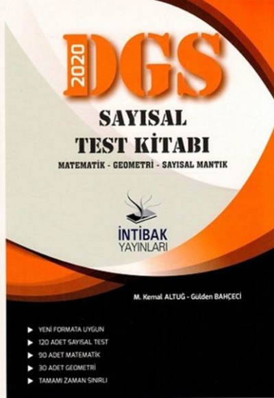 İntibak 2020 DGS Sayısal Test Kitabı Matematik-Geometri Sayısal Mantık (Yeni)