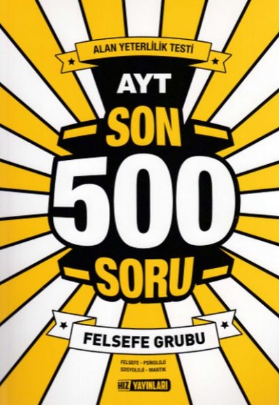 Hız AYT Son 500 Soru Felsefe Grubu (Yeni)