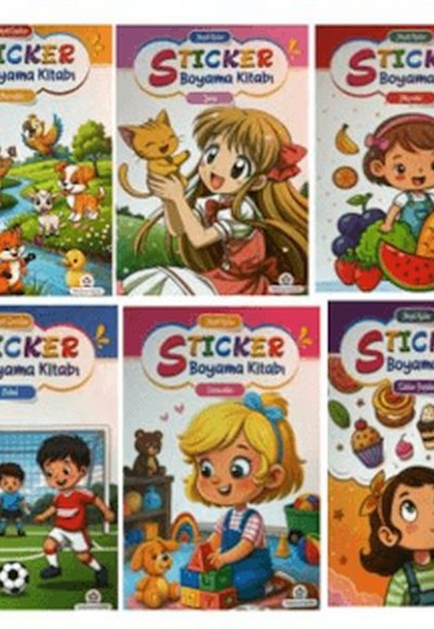Neşeli Boyama Kitabı Sticker (6 Kitap Set)