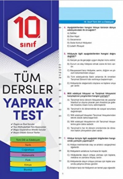 Element 10. Sınıf Tüm Dersler Yaprak Test