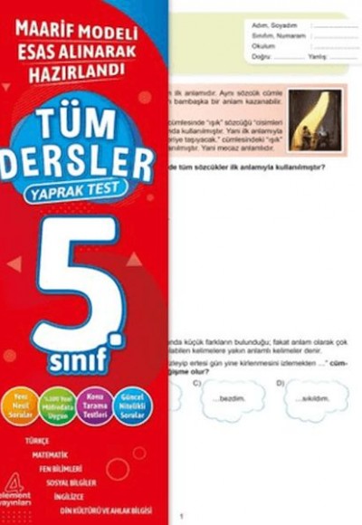 5. Sınıf Tüm Dersler Yaprak Test