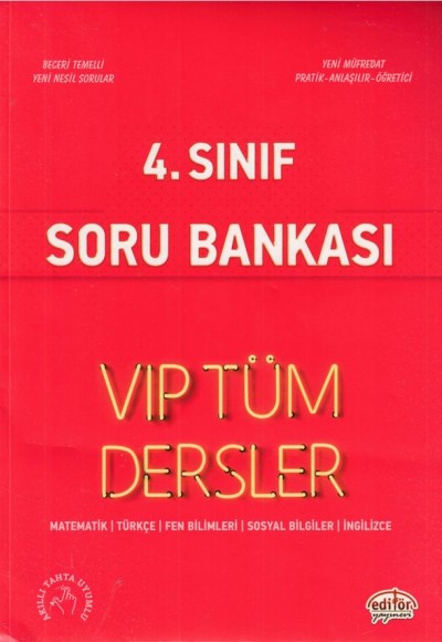Editör 4. Sınıf VIP Tüm Dersler Soru Bankası Kırmızı Kitap (Yeni)