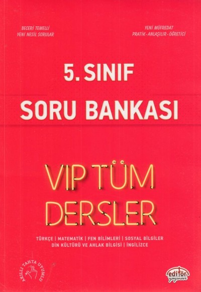 Editör 5. Sınıf VIP Tüm Dersler Soru Bankası Kırmızı Kitap (Yeni)