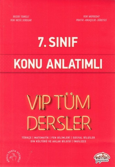 Editör 7. Sınıf VIP Tüm Dersler Konu Anlatımlı Kırmızı Kitap (Yeni)