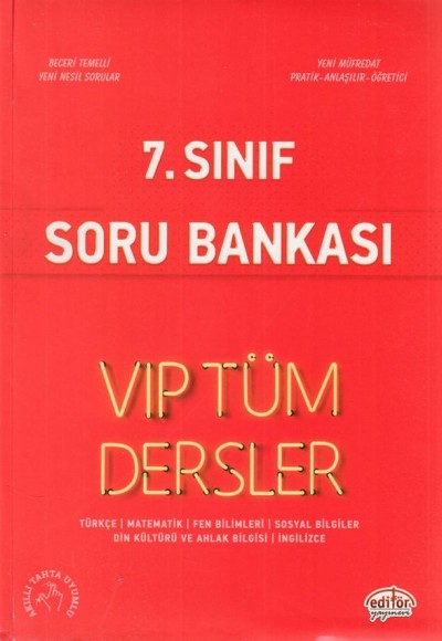 Editör 7. Sınıf VIP Tüm Dersler Soru Bankası Kırmızı Kitap (Yeni)