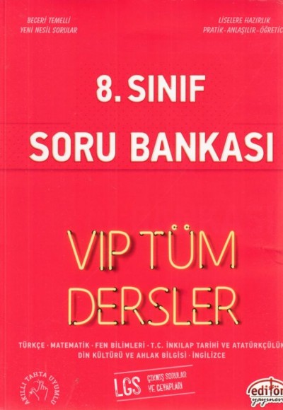 Editör 8. Sınıf VIP Tüm Dersler Soru Bankası Kırmızı Kitap (Yeni)