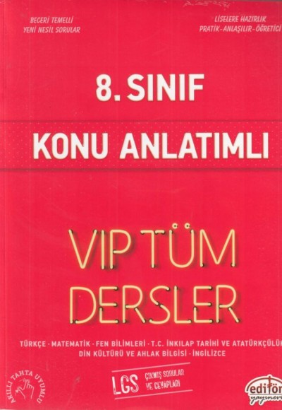 Editör 8. Sınıf VIP Tüm Dersler Konu Anlatımlı Kırmızı Kitap (Yeni)