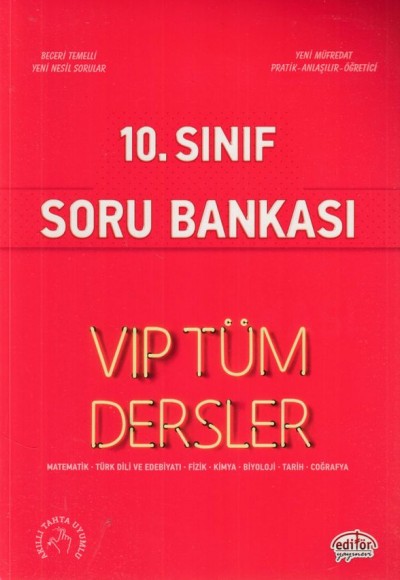 Editör 10. Sınıf VIP Tüm Dersler Soru Bankası Kırmızı Kitap (Yeni)