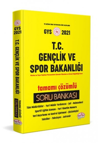 Editör T.C. Gençlik ve Spor Bakanlığı Tamamı Çözümlü Soru Bankası