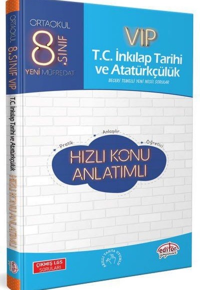 Editör 8. Sınıf VIP T.C. İnkılap Tarihi ve Atatürkçülük Hızlı Konu Anlatımı (Yeni)