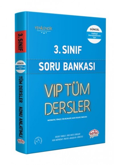 Editör 3. Sınıf VIP Tüm Dersler Soru Bankası Mavi Kitap