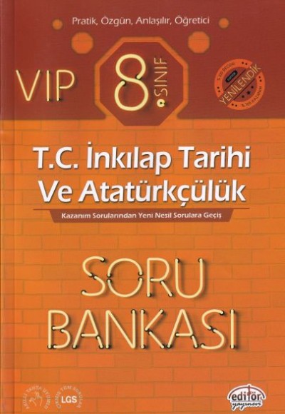 Editör 8. Sınıf VIP T.C. İnkılap Tarihi ve Atatürkçülük Soru Bankası (YENİ)