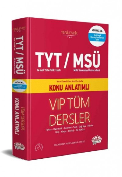 Editör TYT MSÜ VIP Tüm Dersler Konu Anlatımlı