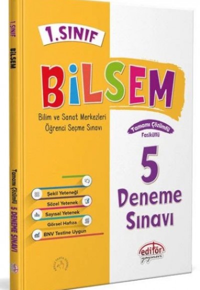 Editör 1. Sınıf Bilsem Tamamı Çözümlü 5 Deneme Sınavı