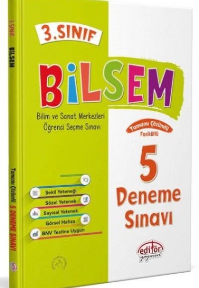 Editör 3. Sınıf Bilsem Çözümlü 5 Deneme Sınavı