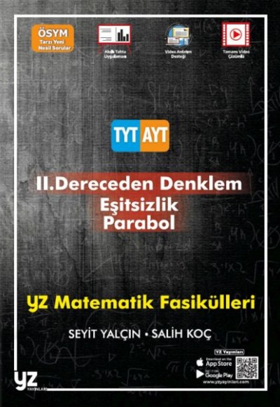 YZ Yayınları TYT - AYT Matematik Fasikülleri 2. Dereceden Denklem - Eşitsizlik - Parabol