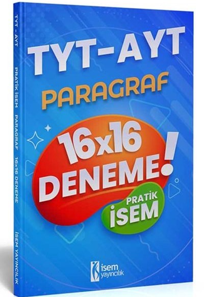 İsem 2022 TYT AYT Pratik İsem Kazandıran Paragraf 16x16 Deneme İsem Yayıncılık