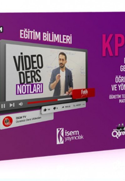 İsem Yayıncılık 2022 KPSS Eğitim Bilimleri Program Geliştirme Öğretim İlke ve Yönt. Video Ders Notu