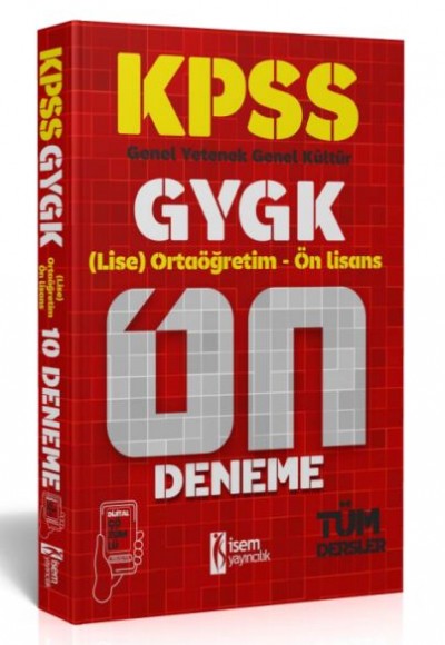 İsem Yayıncılık 2024 Kpss Gygk Ortaöğretim-Önlisans 10 Deneme Dijital Çözümlü