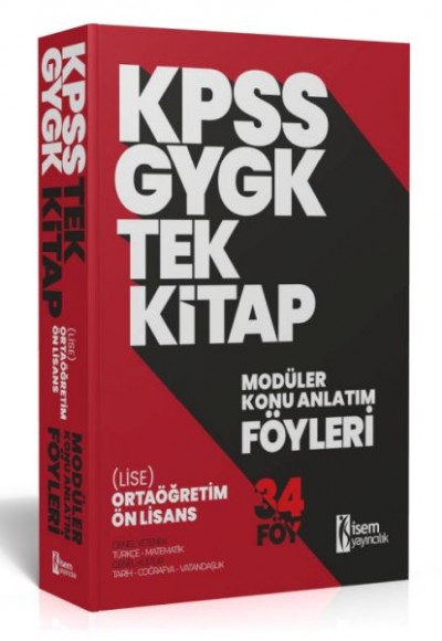 İsem Yayıncılık 2024 Kpss Gygk Ortaöğretim-Önlisans Tek Kitap Modüler Konu Anlatım Föyleri