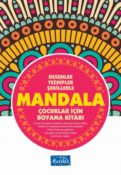 Desenler Tezhipler Şekillerle Mandala - Pembe Kitap - Çocuklar İçin Boyama Kitabı
