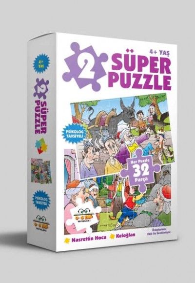 2 Süper Puzzle - Nasrettin Hoca Keloğlan +4 Yaş