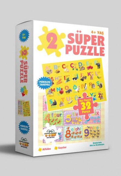 2 Süper Puzzle - Alfabe - Sayılar 4+ Yaş