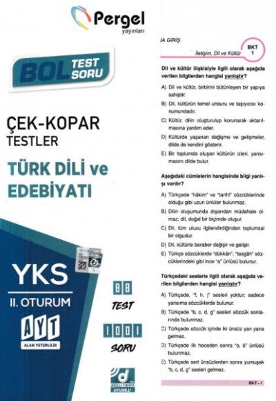 Pergel AYT Türk Dili ve Edebiyatı Çek-Kopar Yaprak Test (Yeni)