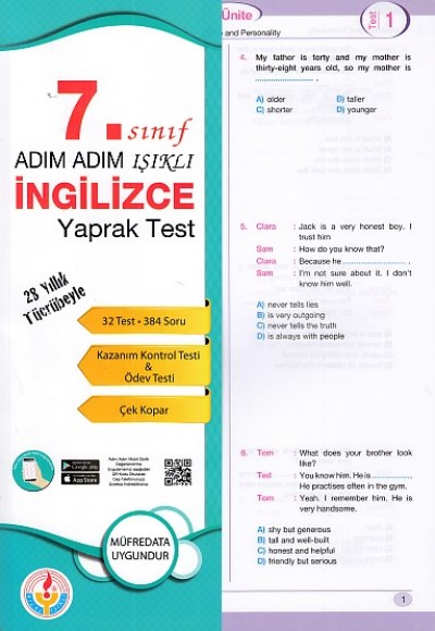 Adım Adım Işıklı 7. Sınıf İngilizce Yaprak Test