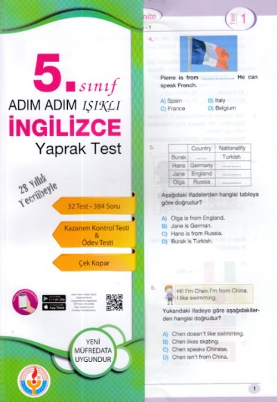 Adım Adım Işıklı 5. Sınıf İngilizce Yaprak Test