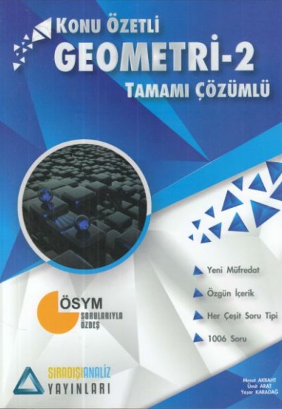 Sıradışı Analiz Geometri 2 Konu Özetli Tamamı Çözümlü Soru Bankası