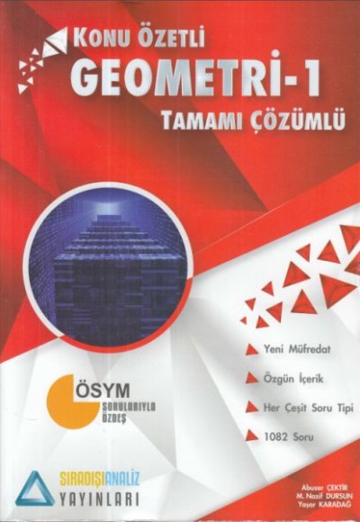 Sıradışı Analiz Geometri Tamamı Çözümlü Konu Özetli Soru Bankası