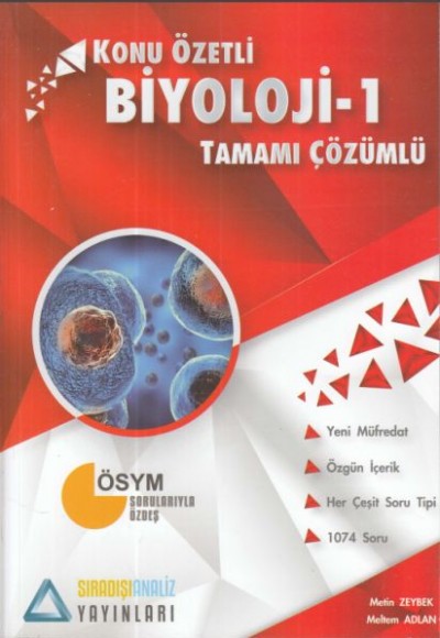 Sıradışı Analiz Konu Özetli Biyoloji 1 Tamamı Çözümlü Soru Bankası