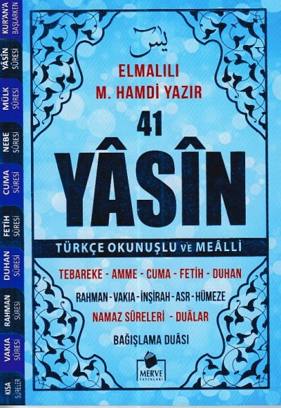 41 Yasin Çanta Boy Türkçe Okunuşlu ve Mealli Mavi Kapak
